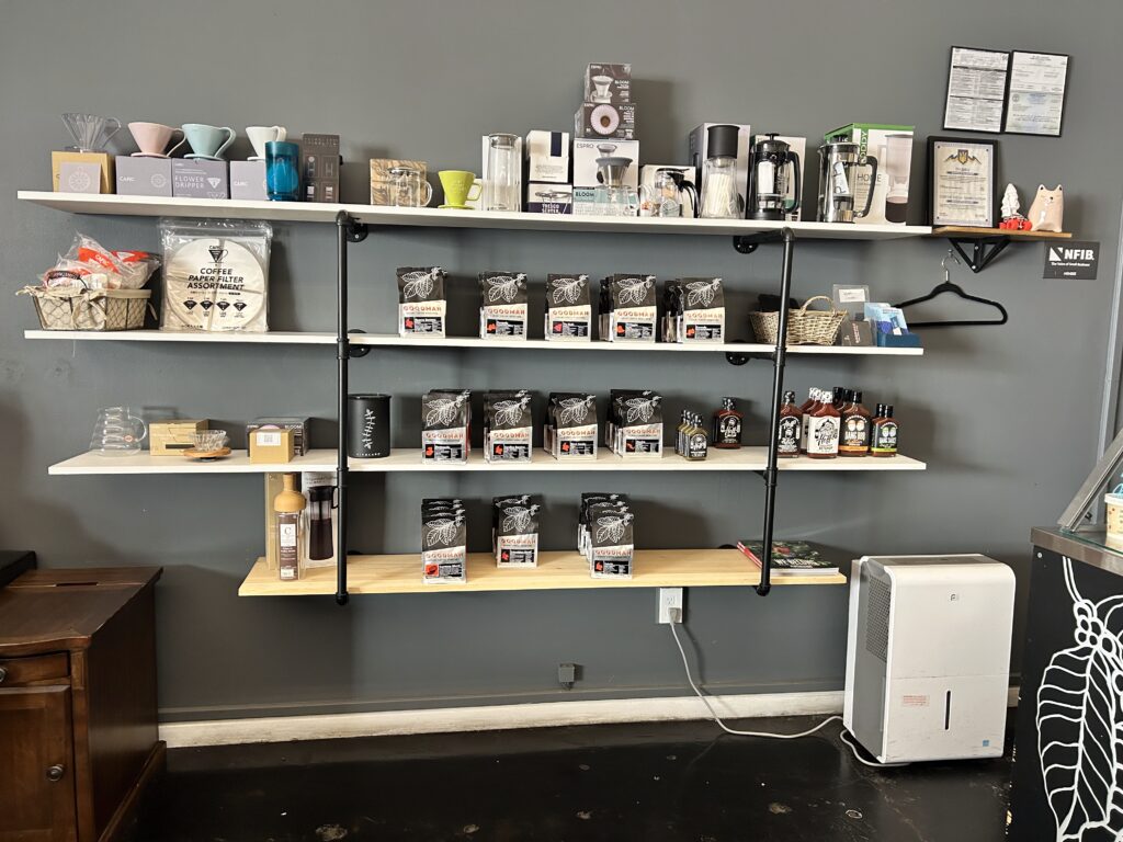 Goodman's wall of fresh coffee